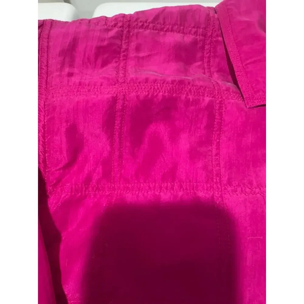 Vintage Bocoo 100% Silk Fuchsia Pink Quilted Bomber Jacket Size M Y2K